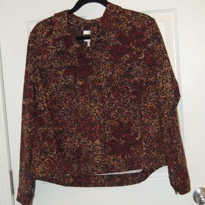 Christopher & Banks Women's Brown/Black/Burgundy Pattern 6 Button Jacket Size L